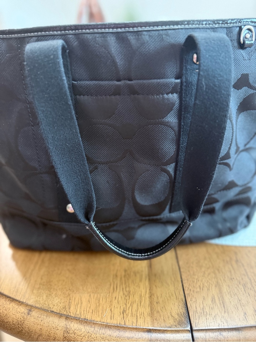 Coach Black Signature Jacquard Tote with Top Handles